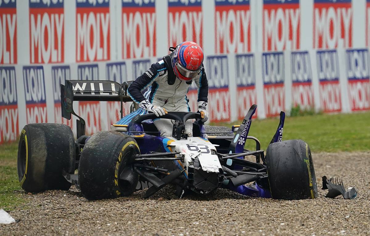 George Russell after his crash with Valtteri Bottas at Imola 2021