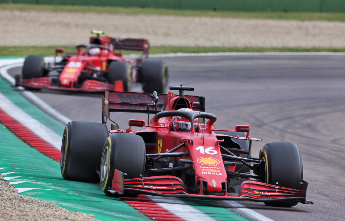 Charles Leclerc leads Carlos Sainz Ferrari