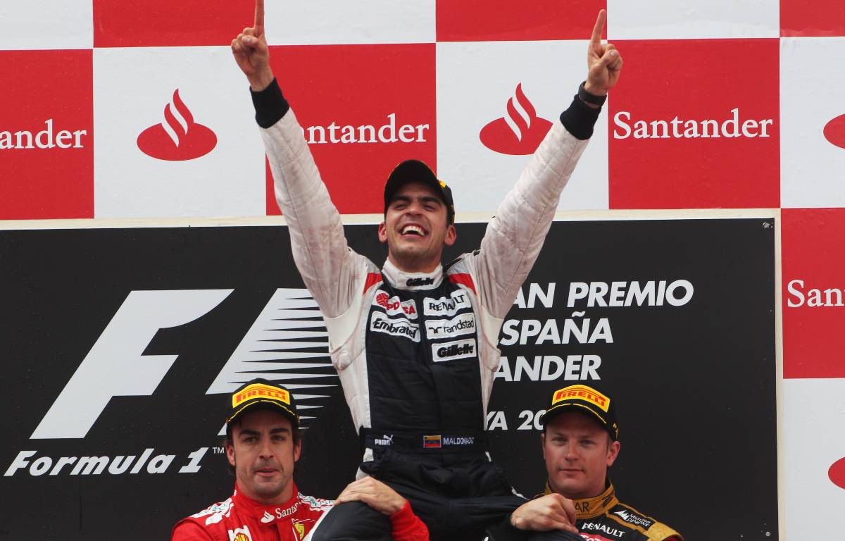 Pastor Maldonado after winning the 2012 Spanish Grand Prix