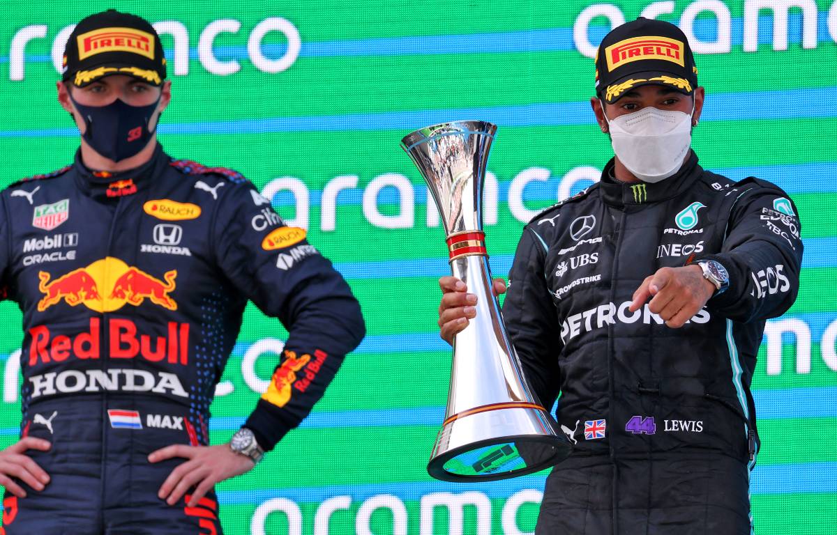 Lewis Hamilton Max Verstappen, 2021 Spanish Grand Prix podium