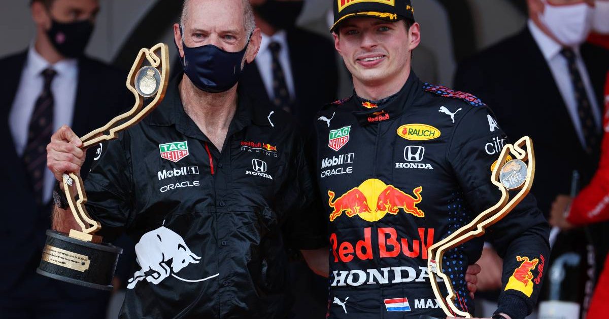 Adrian Newey and Max Verstappen, 2021 Monaco Grand Prix podium