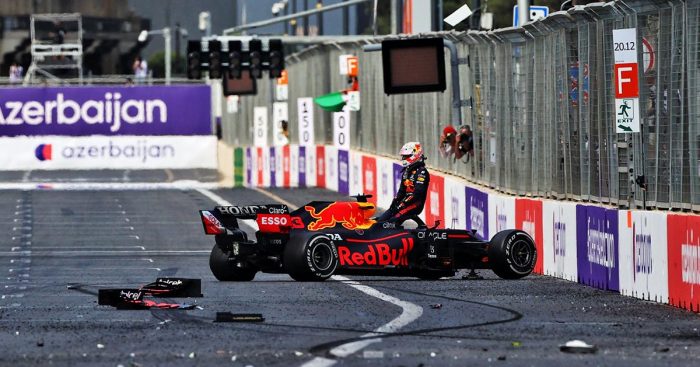 Max Verstappen Crashes Out Of Lead In Baku With Tyre Blowout | PlanetF1 ...