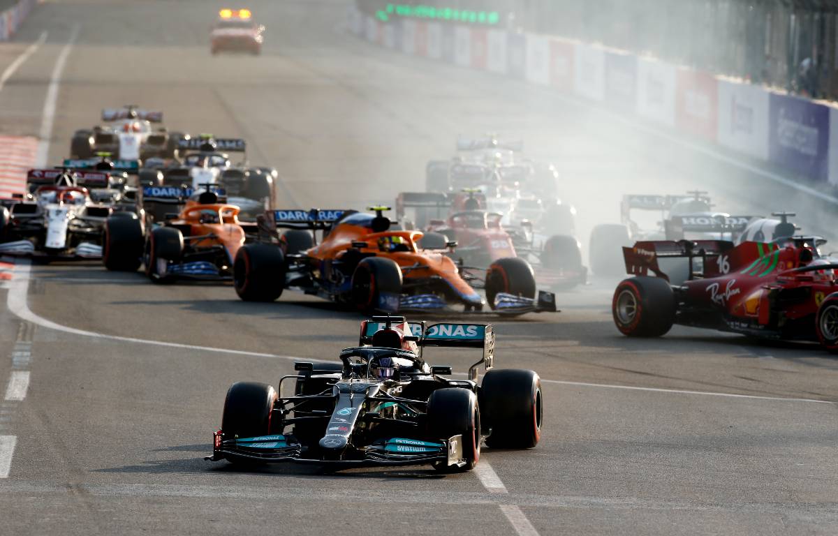 Lewis Hamilton goes off track during the 2021 Azerbaijan Grand Prix