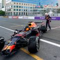 Max Verstappen with his crashed Red Bull during the 2021 Azerbaijan Grand Prix
