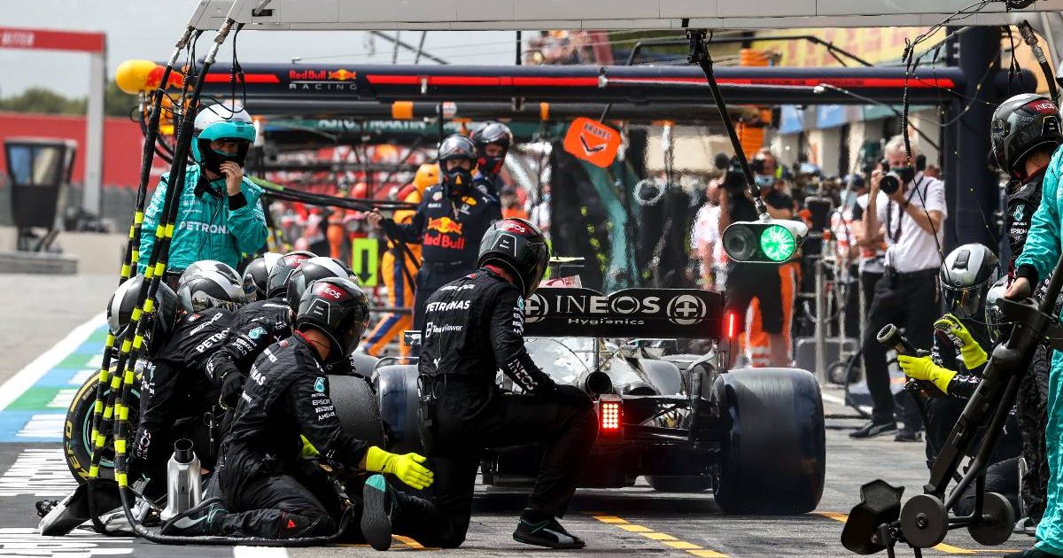 Valtteri Bottas in the Mercedes pits