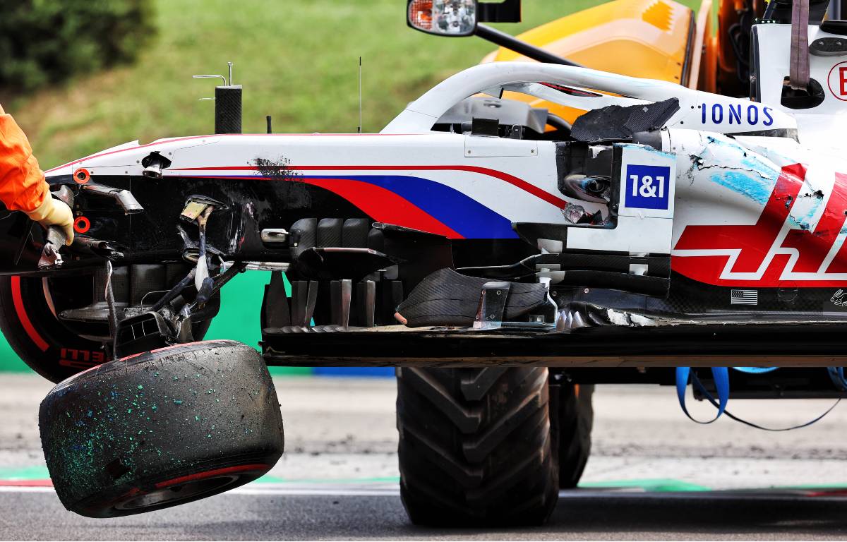 Mick Schumacher's crashed Haas, FP3 Hungarian Grand Prix