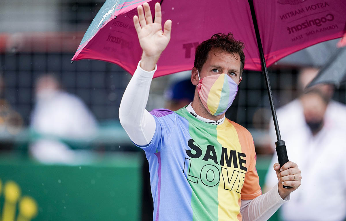 Sebastian Vettel waves to crowd. Hungary August 2021