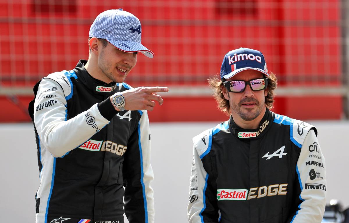 Esteban Ocon and Fernando Alonso, pre-season testing. Bahrain March 2021.