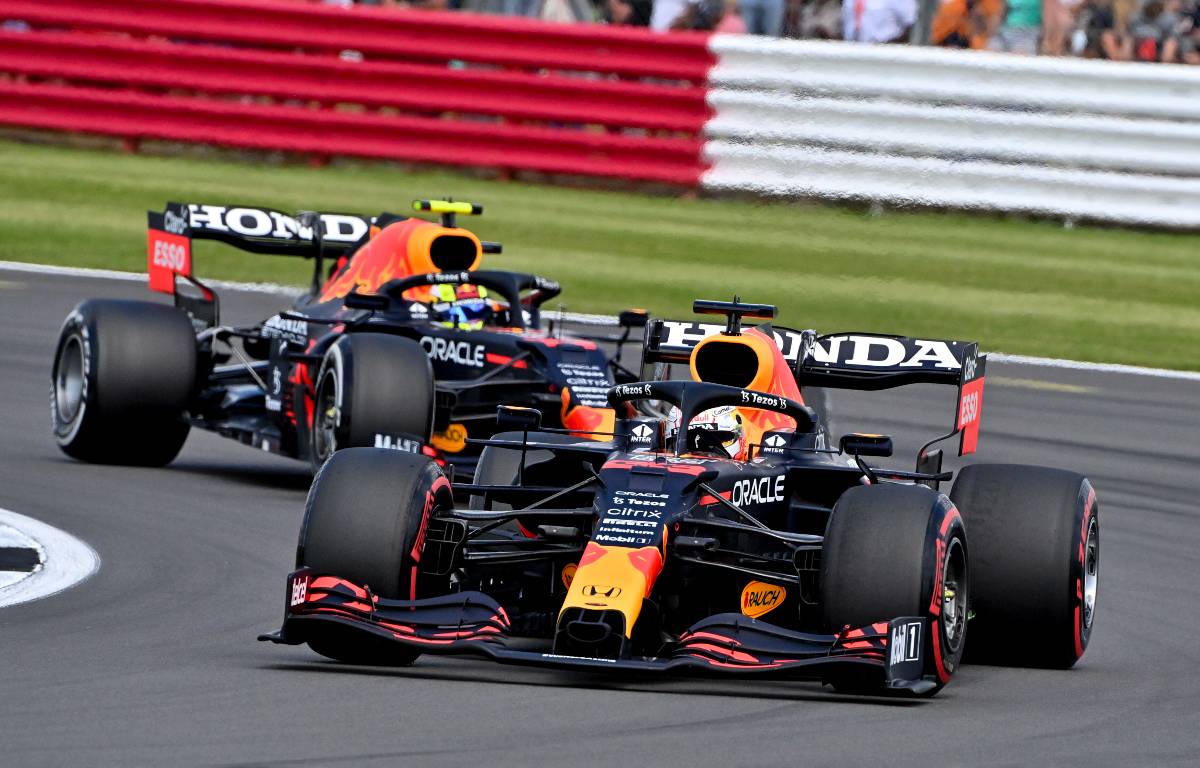 Red Bull's Max Verstappen and Sergio Perez, British Grand Prix. Silverstone 2021.