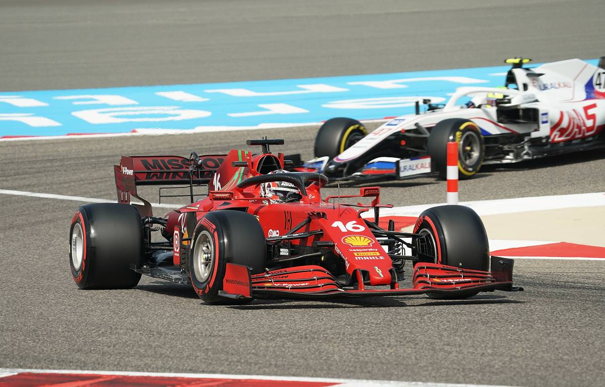 Ferrari's Charles Leclerc during free practice for the Bahrain GP. Sakhir March 2021.