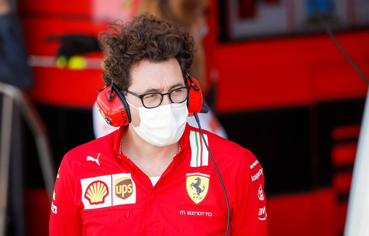 Mattia Binotto looking out from the Ferrari garage. Britain, July 2021.