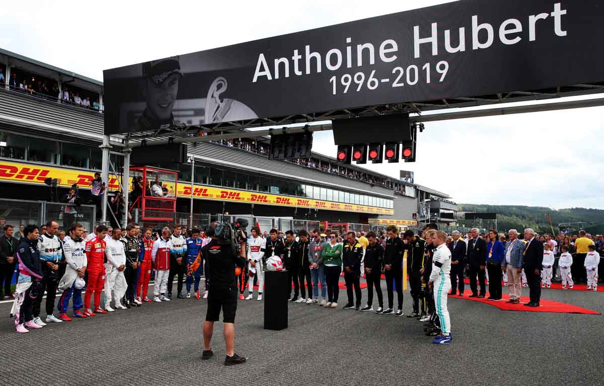 A tribute to Anthoine Hubert at Spa-Francorchamps, 2019.