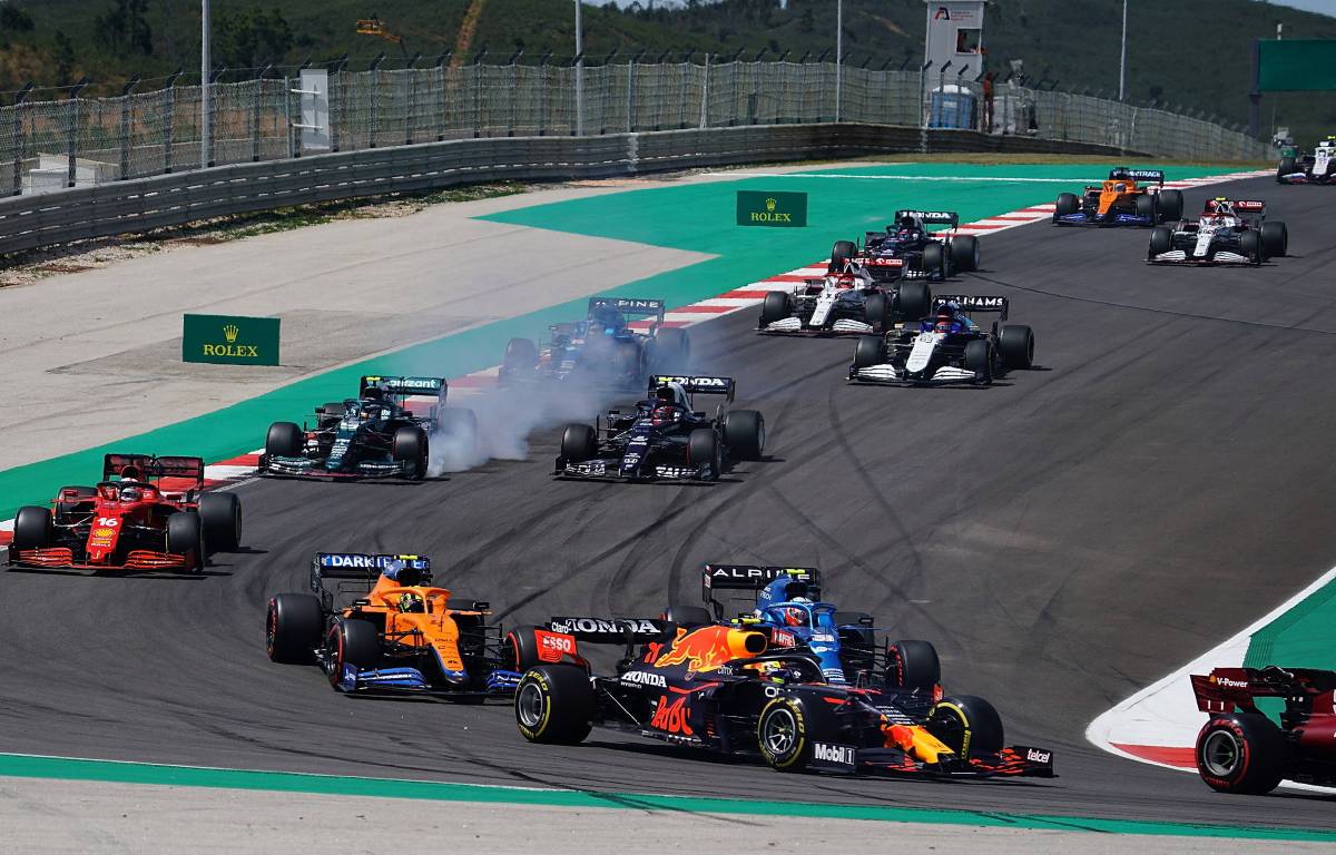 Formula 1 cars during the Portuguese Grand Prix. Portimao May 2021.