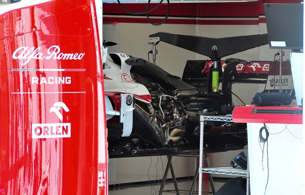 Ferrari engine in Alfa Romeo, Hungarian Grand Prix.  Budapest July 2021.