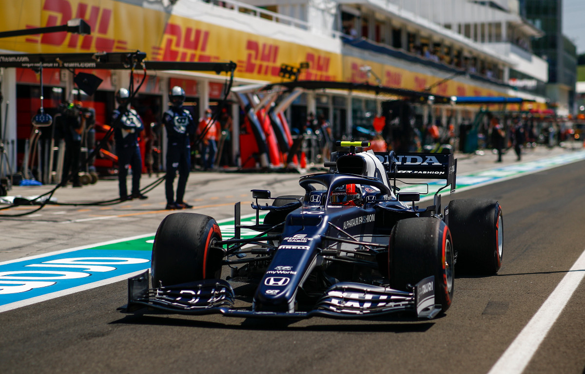 AlphaTauri's Pierre Gasly in the pit lane. Hungarian Grand Prix, July 2021.