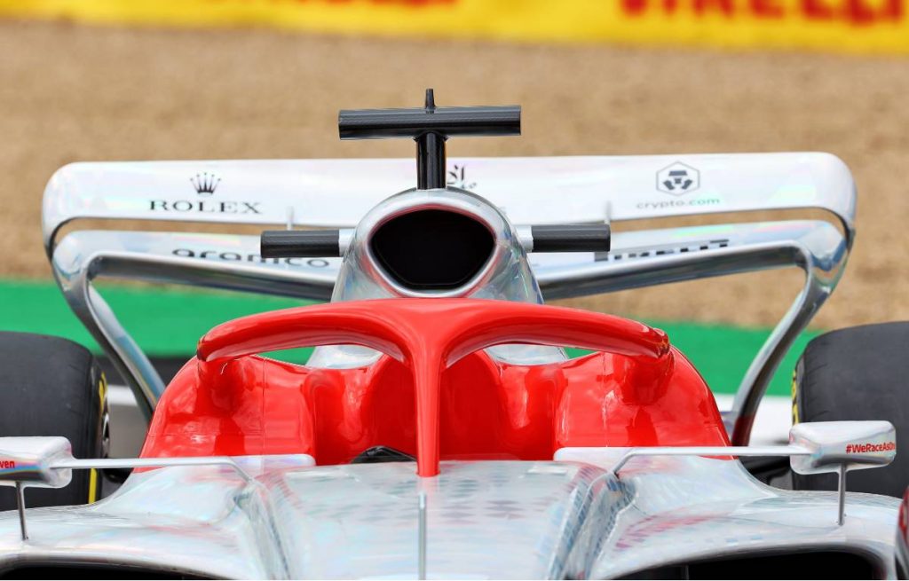 F1 2022 car prototype rear wing. Silverstone July 2021.