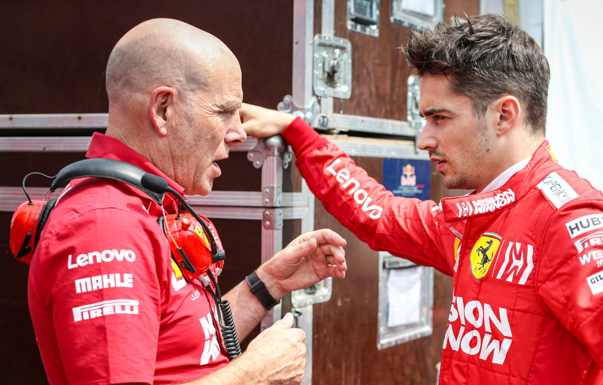Charles Leclerc speaking with Jock Clear. Mexico October 2019.