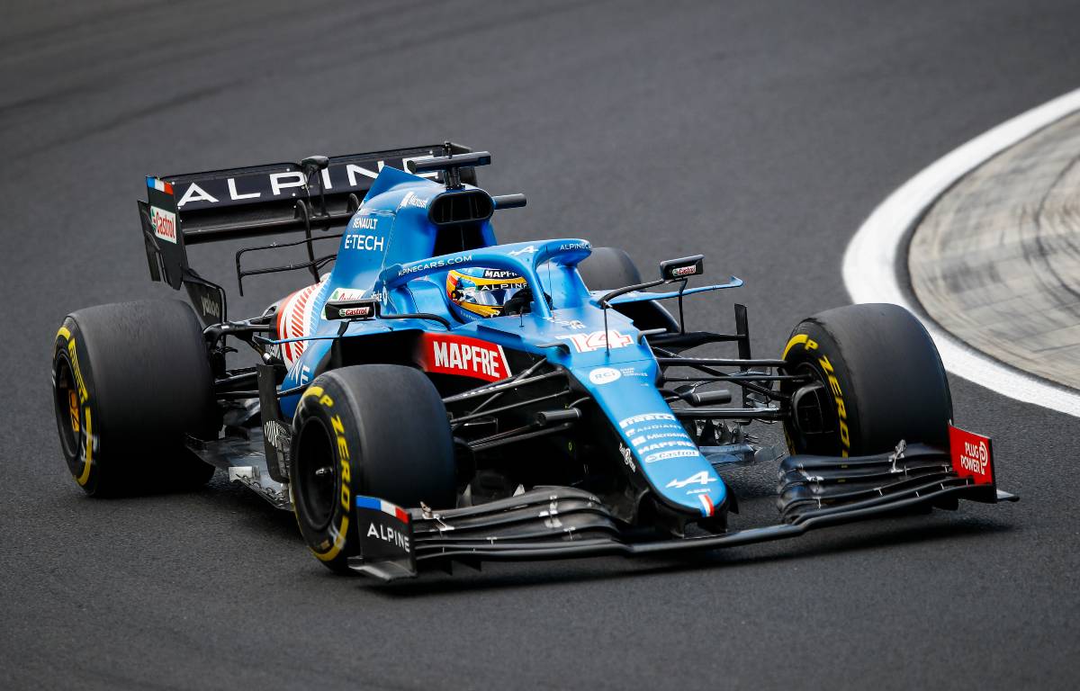 Fernando Alonso in action for Alpine in Hungary. August, 2021.