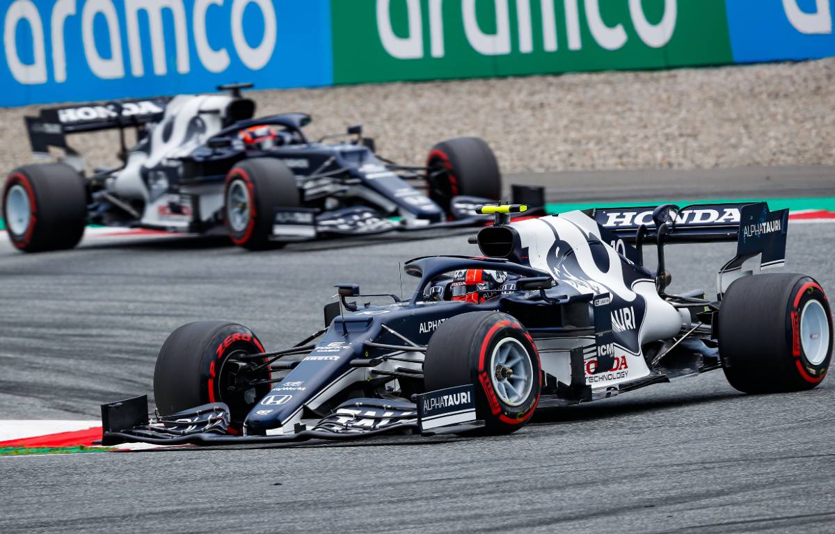 Pierre Gasly leads Yuki Tsunoda during the Austrian GP. Red Bull Ring July 2021.