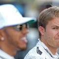 Nico Rosberg looks at Lewis Hamilton. Abu Dhabi, November 2016.