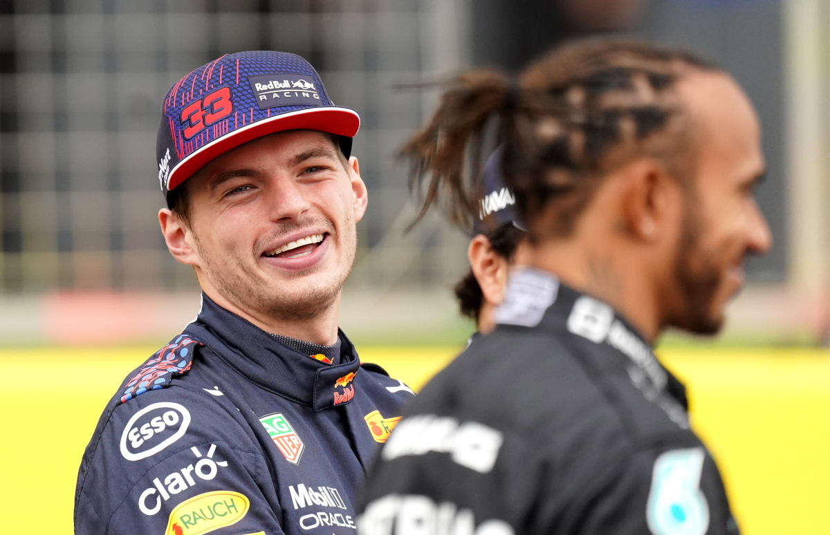 Max Verstappen laughs Lewis Hamilton. Britain July 2021