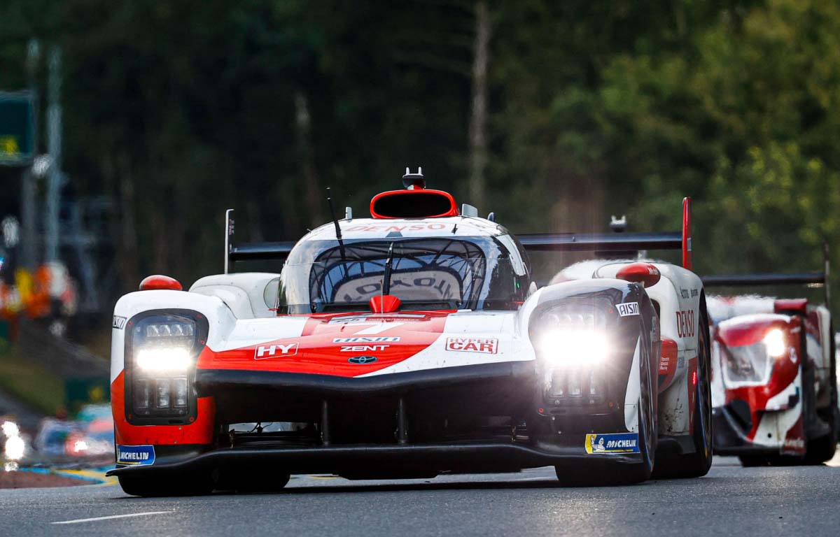 Kamui Kobayashi drives in the Le Mans 24 Hour race in 2021.