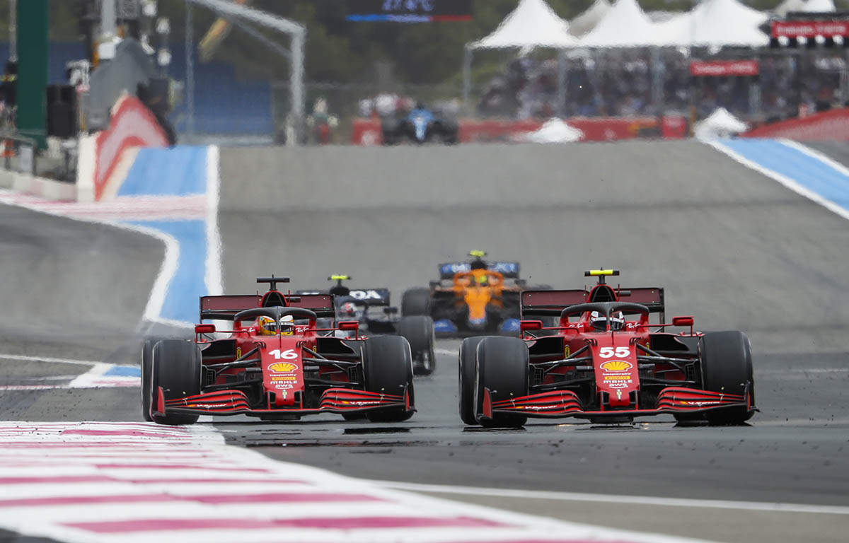 Ferrari drivers Carlos Sainz and Charles Leclerc. Paul Ricard June 2021