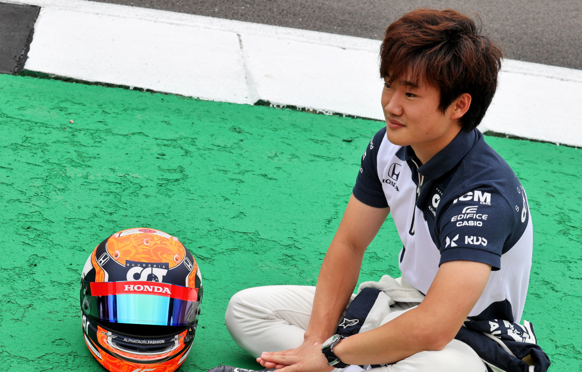 Yuki Tsunoda sitting on the track. Britain July 2021