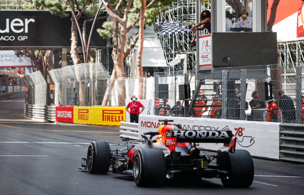 Max Verstappen wins the Monaco Grand Prix for Red Bull. Monte Carlo May 2021.