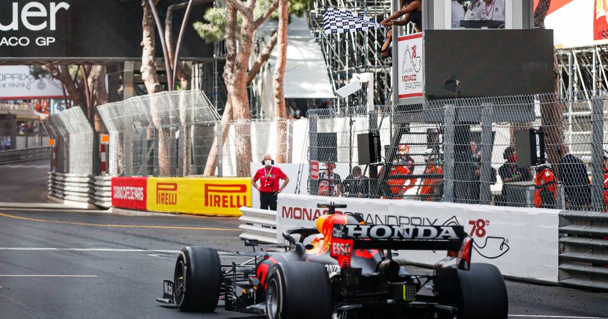 Max Verstappen wins the Monaco Grand Prix for Red Bull. Monte Carlo May 2021.