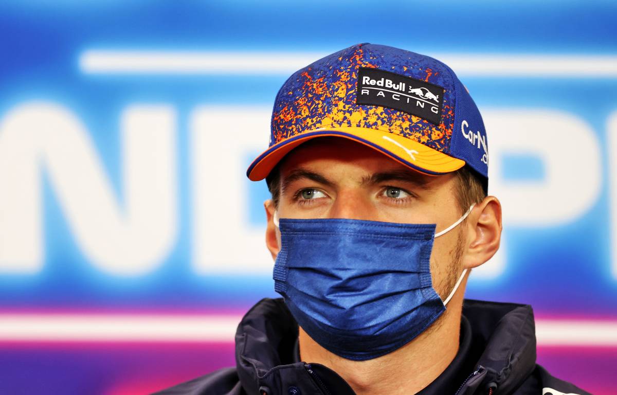Max Verstappen during Belgian GP press conference. Spa-Francorchamps August 2021.