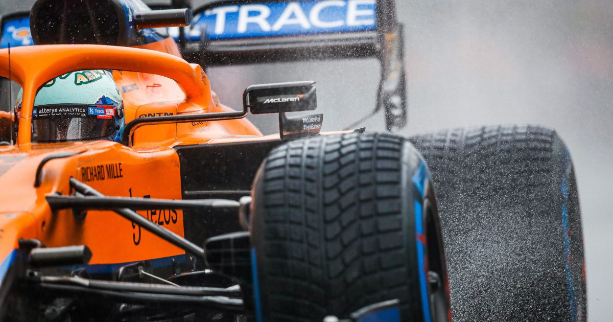Daniel Ricciardo wet tyres Pirelli qualifying. Belgium August 2021