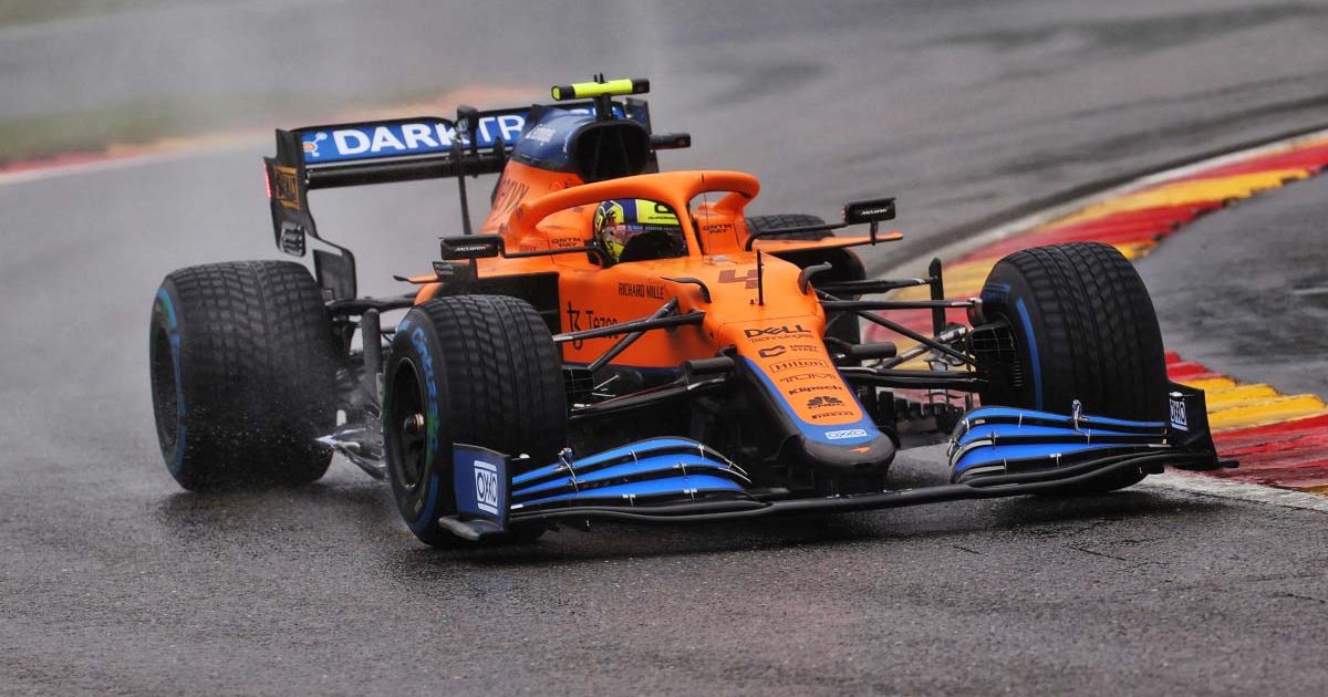 兰多·诺里斯驾驶2021年比利时大奖赛。