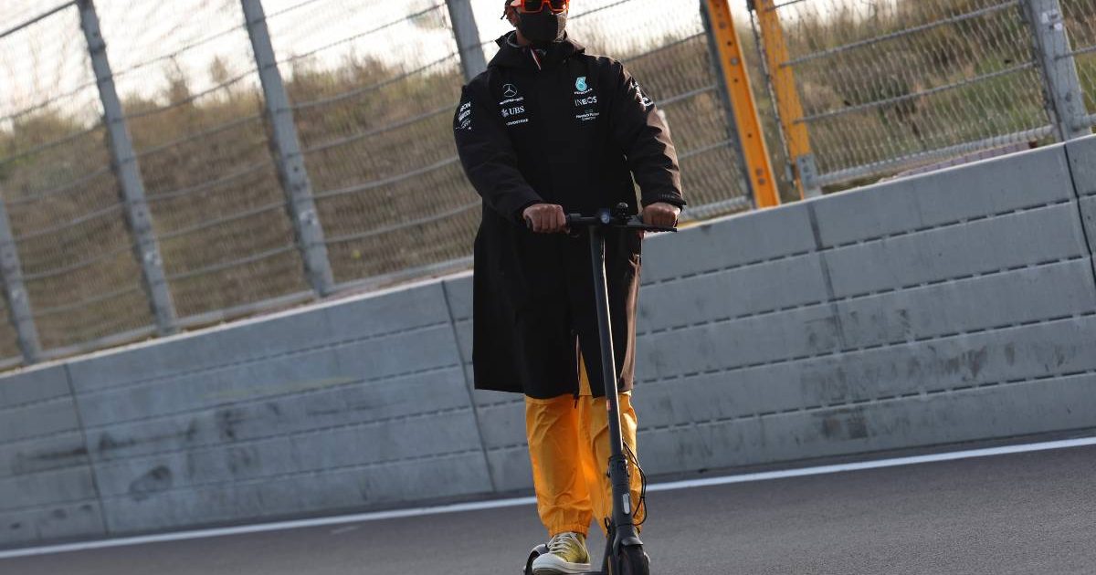 Lewis Hamilton riding his scooter at Zandvoort. Netherlands, September 2021.