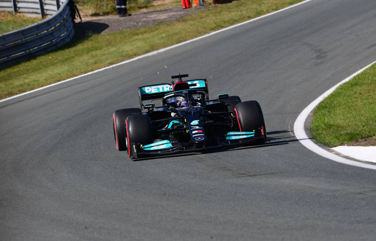 Lewis Hamilton [Mercedes] in action in Friday practice at the Dutch GP. September 2021.