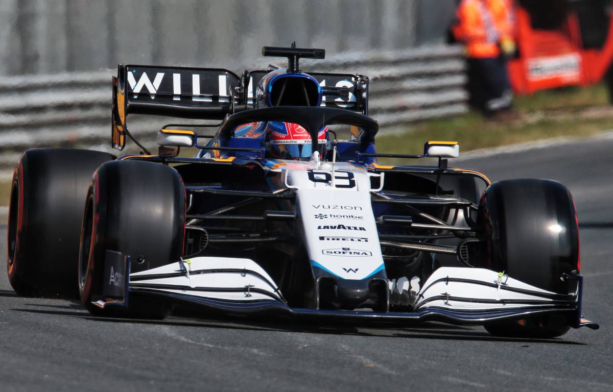 George Russell, Williams, on-track during Friday practice at the Dutch GP. September 2021.
