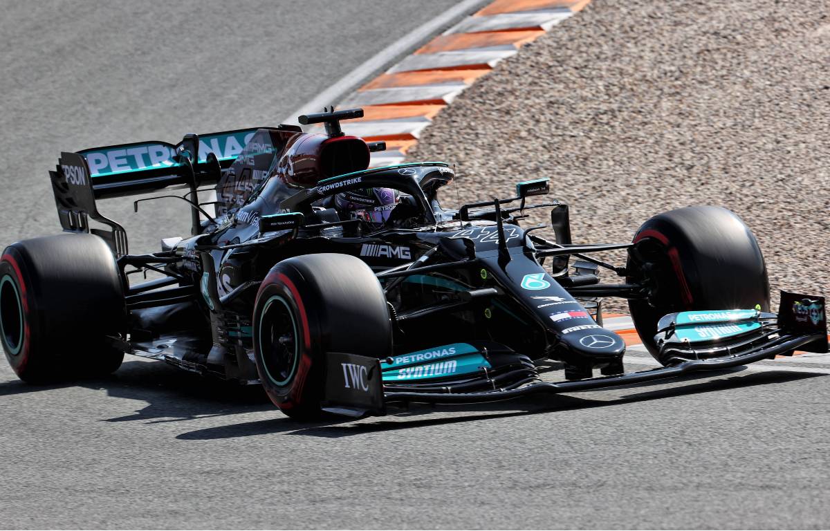 Lewis Hamilton in action on Saturday for Mercedes at Zandvoort. Netherlands, September 2021.