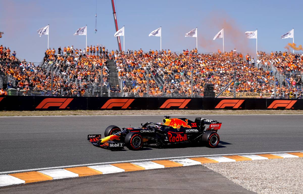 Max Verstappen, Red Bull, passes the Dutch fans. September 2021.