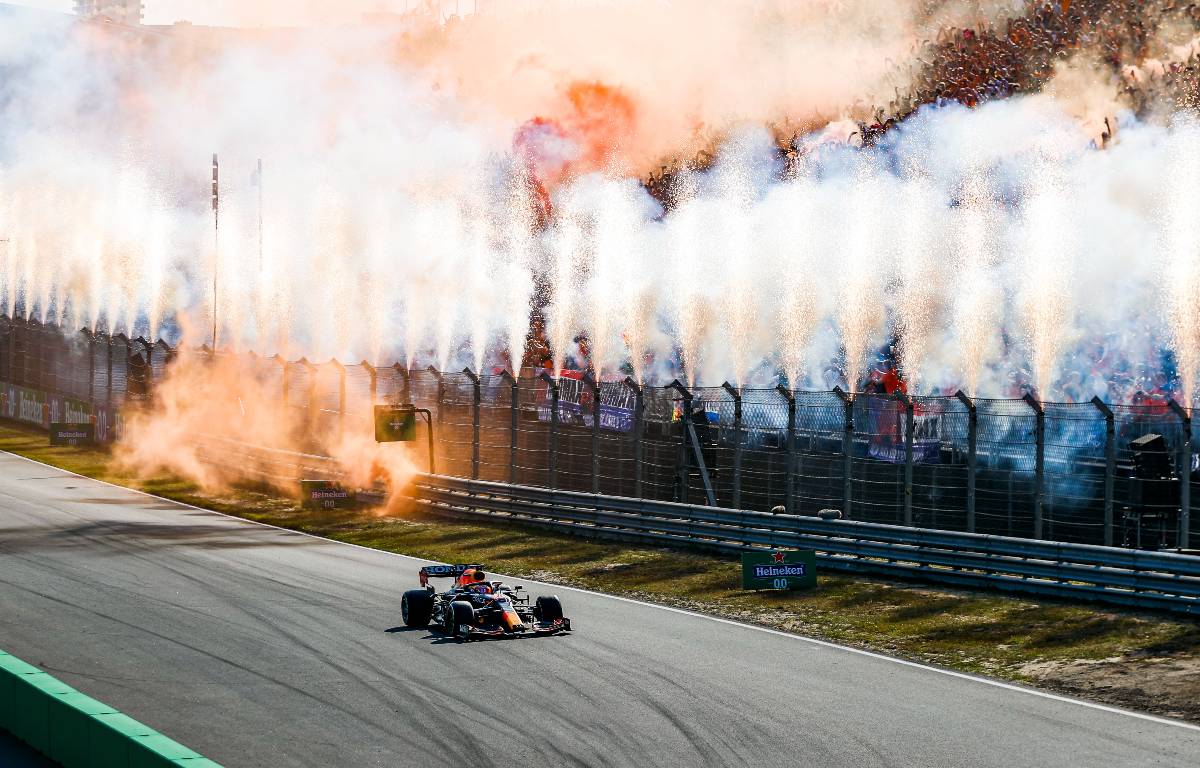 Fans vierden de overwinning van Max Verstappen bij de Nederlandse Grand Prix.  Zandvoort-september 2021.