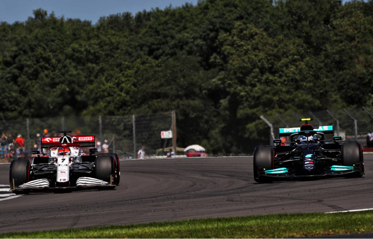 Alfa Romeo alongside Mercedes during the British GP weekend. Silverstone July 2021.