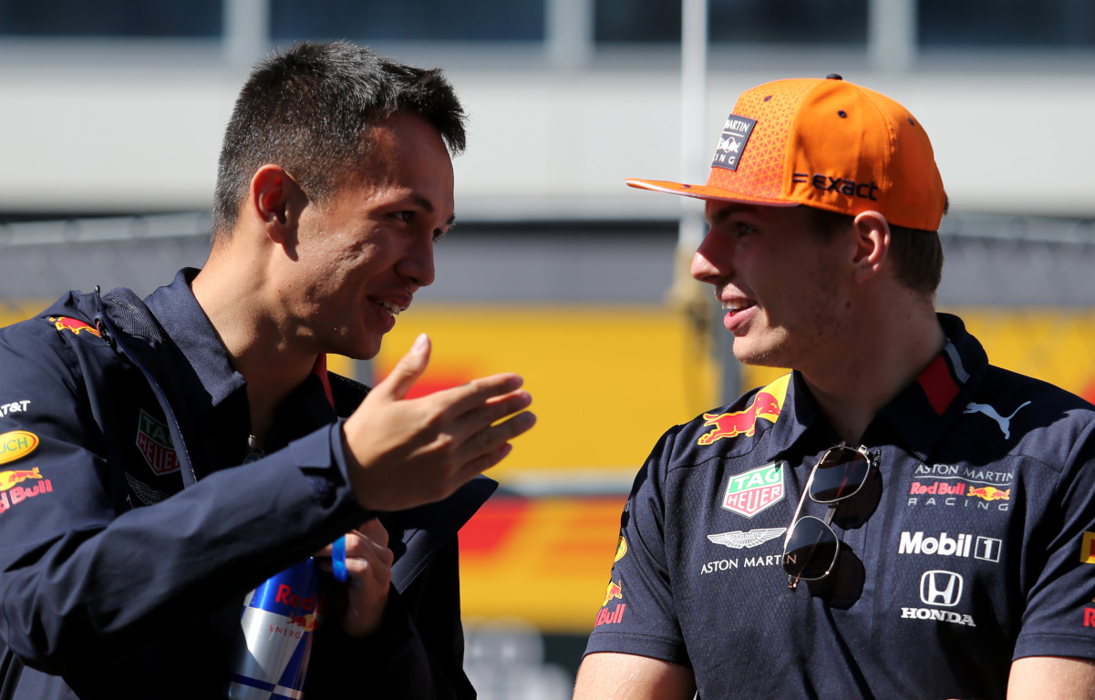 Alex Albon speaking with Max Verstappen. Russia September 2019