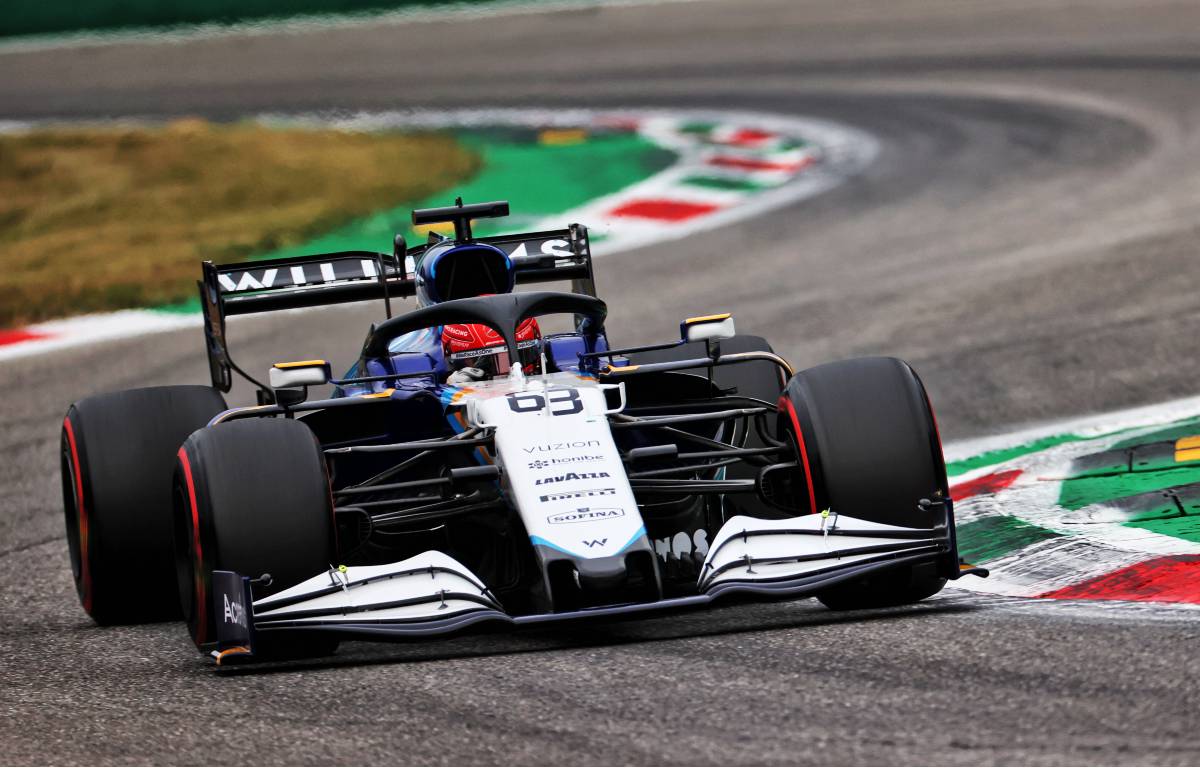 George Russell, Williams, in action at Monza. Italy, September 2021.