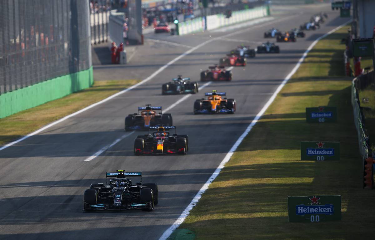 Valtteri Bottas leads during sprint qualifying for the Italian Grand Prix. Monza September 2021.