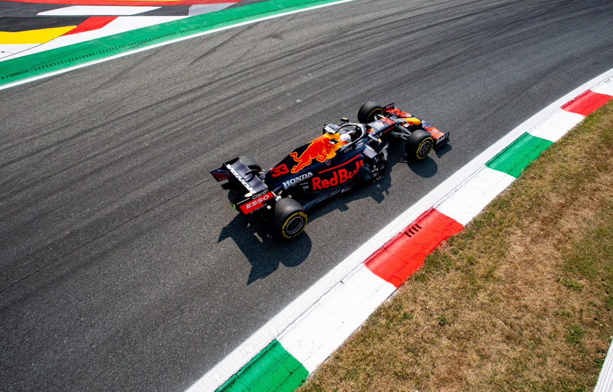 Max Verstappen with the Monza kerbs. Italy September 2021