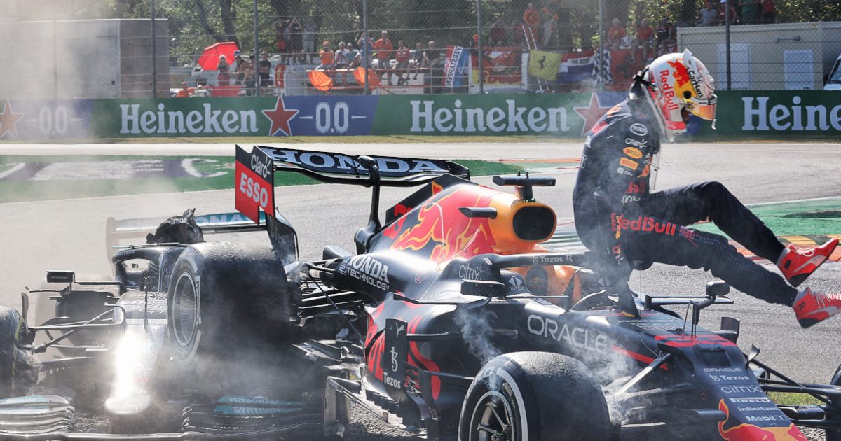 Max Verstappen和Lewis Hamilton撞车了。意大利9月2021年