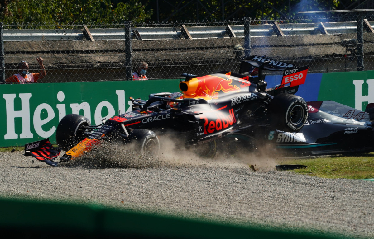 Max Verstappen and Lewis Hamilton crash. Italy September 2021.