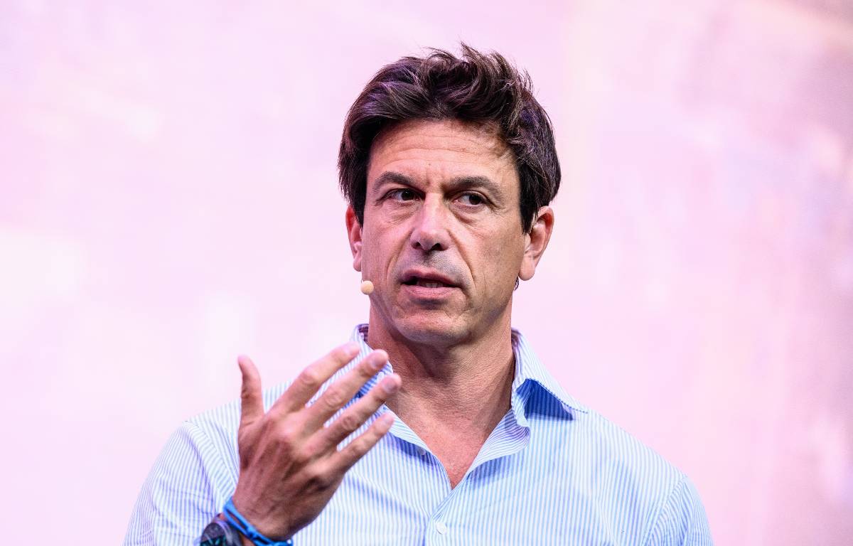 Toto Wolff talking during a panel event. Munich September 2021.