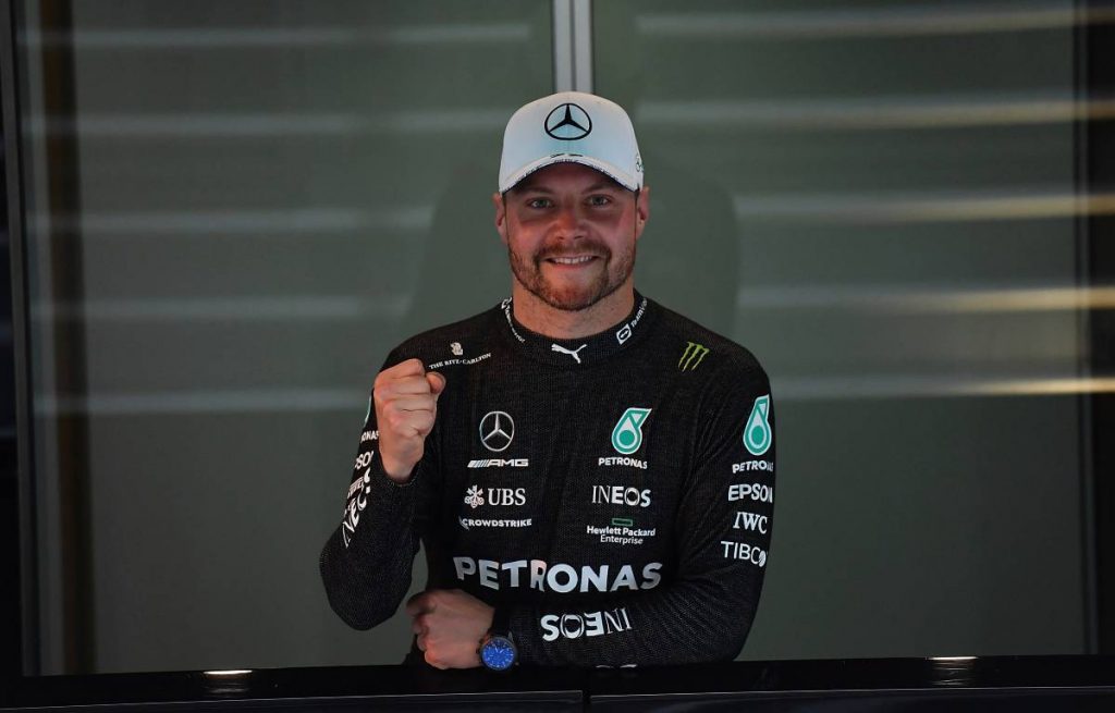 Valtteri Bottas after setting the fastest time in qualifying at the Italian GP. Monza September 2021.
