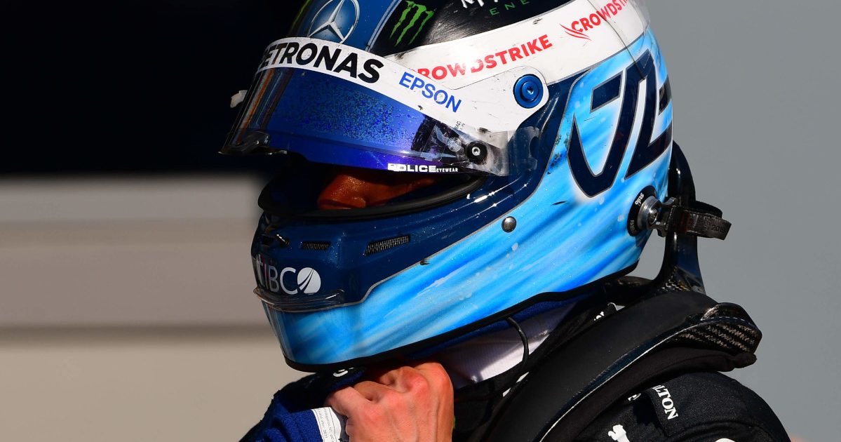 Valtteri Bottas in his bright blue helmet. Italy September 2021