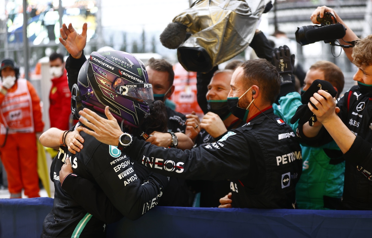 Lewis Hamilton celebrates in Sochi. Russia September 2021